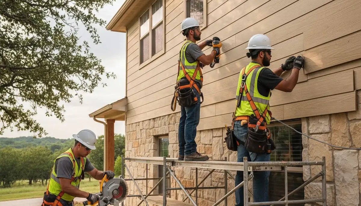 Siding contractor in Austin, TX installing durable exterior siding on a home