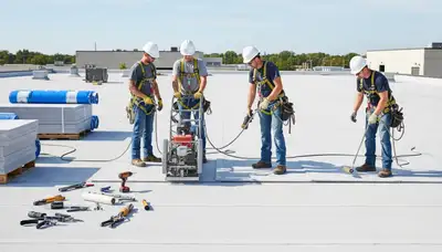 Austin, TX siding contractor installing durable commercial exterior siding on a business building