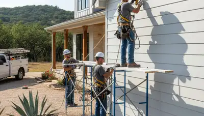 Siding contractor in Austin, TX installing durable exterior siding on a home