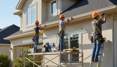 Austin, TX seamless gutter installation by FX Remodeling & Exteriors on a home exterior