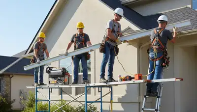 Seamless gutter installation on Austin, TX home by FX Remodeling & Exteriors